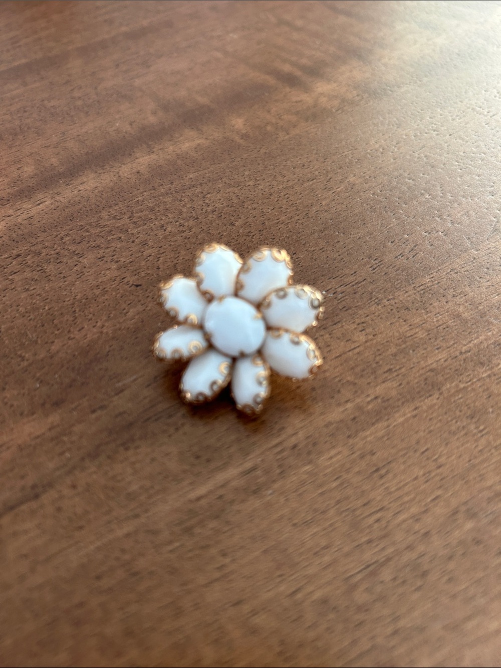 White Flower Cluster earring with Gold Trim